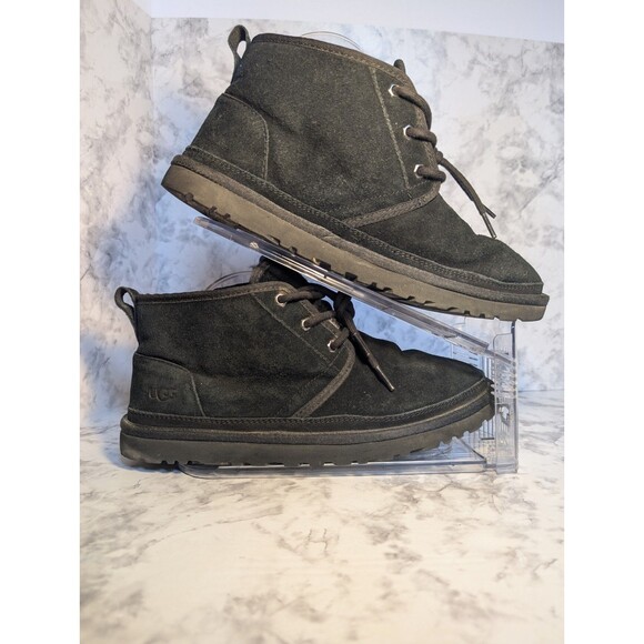UGG 3236 Neumel Fur Chukka Boots Men Sz 10 Suede Wool Ankle Black Comfort Shoes